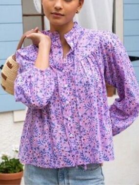 Emerson Fry Emmaline Blouse in Violet Wildflower Organic